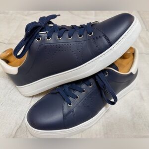Like New! $795 Salvatore Ferragamo Pierre Low Top Navy Blue White Sneakers 12
